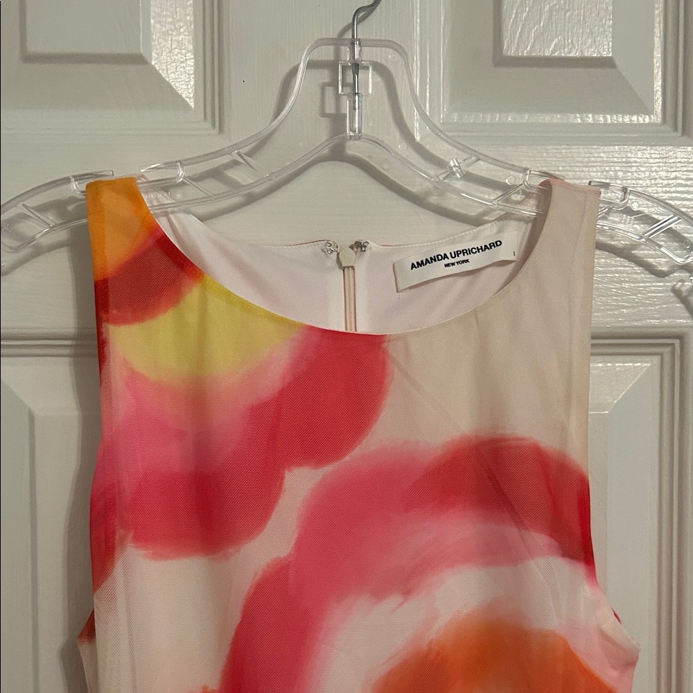 Amanda Uprichard Pink & Orange Swirl Sleeveless Maxi Dress - Picture 2 of 7